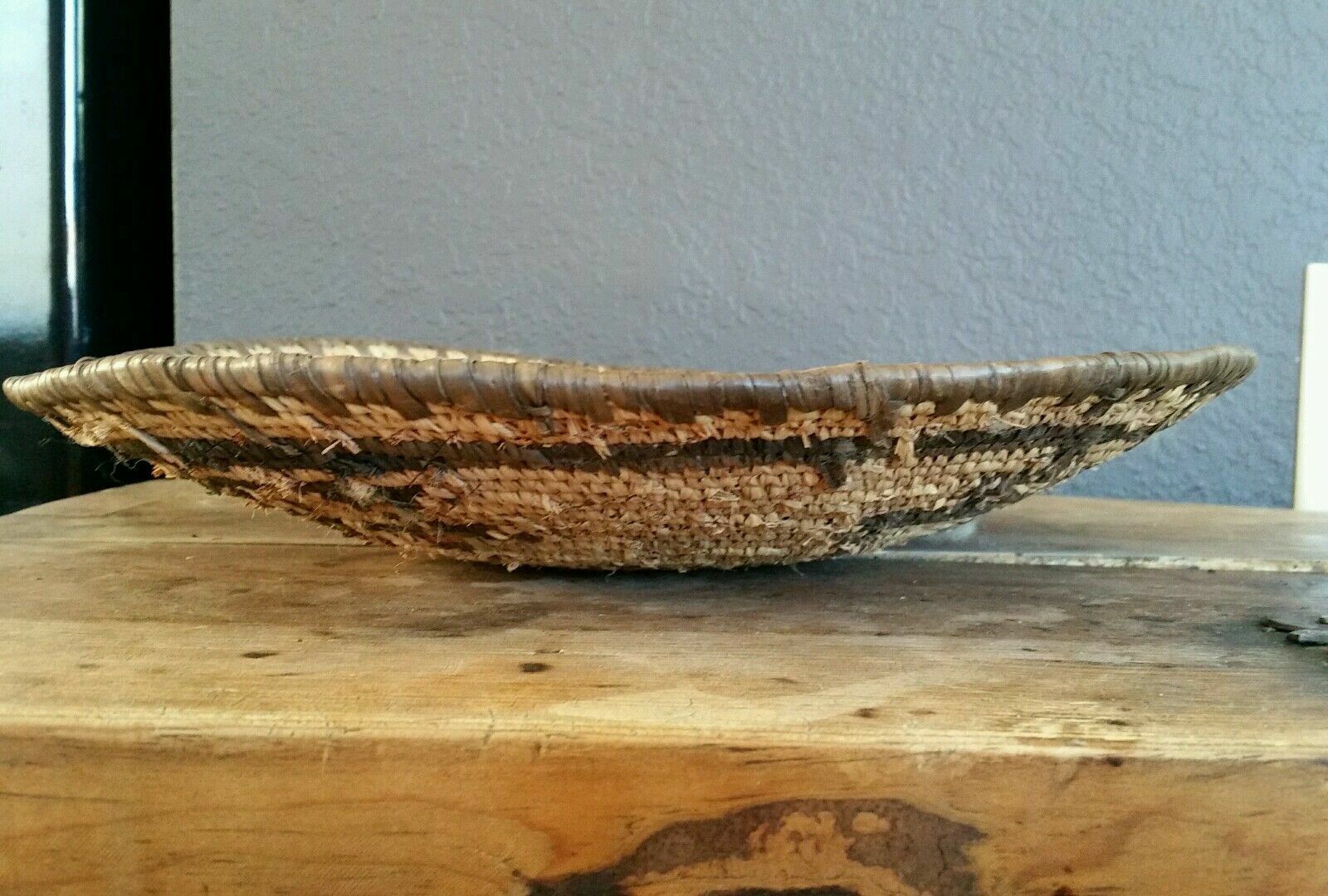 Beautiful Antique 13in African Intricate Woven Basket 