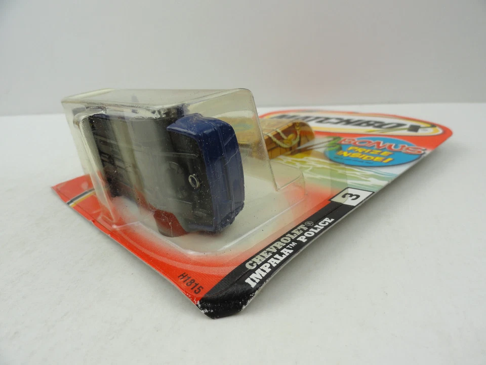 2005 Matchbox #3 Chevrolet Police Impala (Blue, Bonus Prize Inside Card) - Image 3 of 4