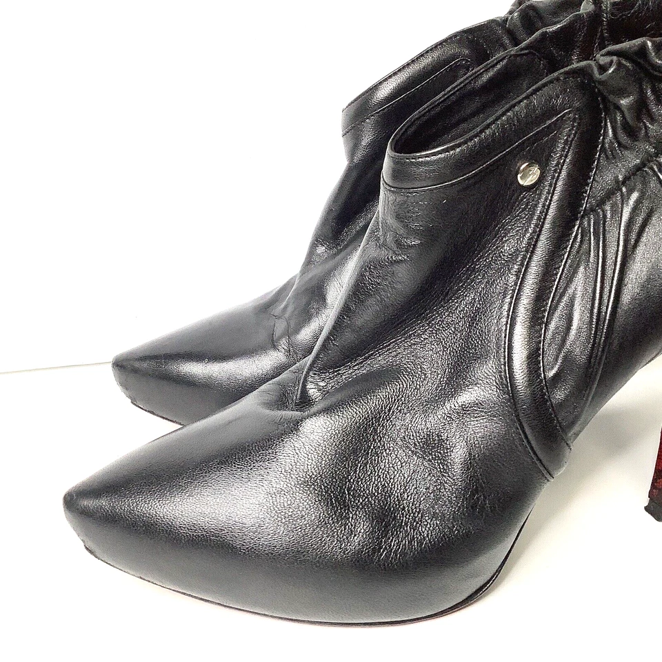 Cesare Paciotti Womens Black Leather Stiletto High Heel Ankle Booties Size 38.5 - Image 3 of 4