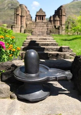 12'' Black Marble Shiva Lingam Statue Handmade Hindu Religious Spiritual Gifts