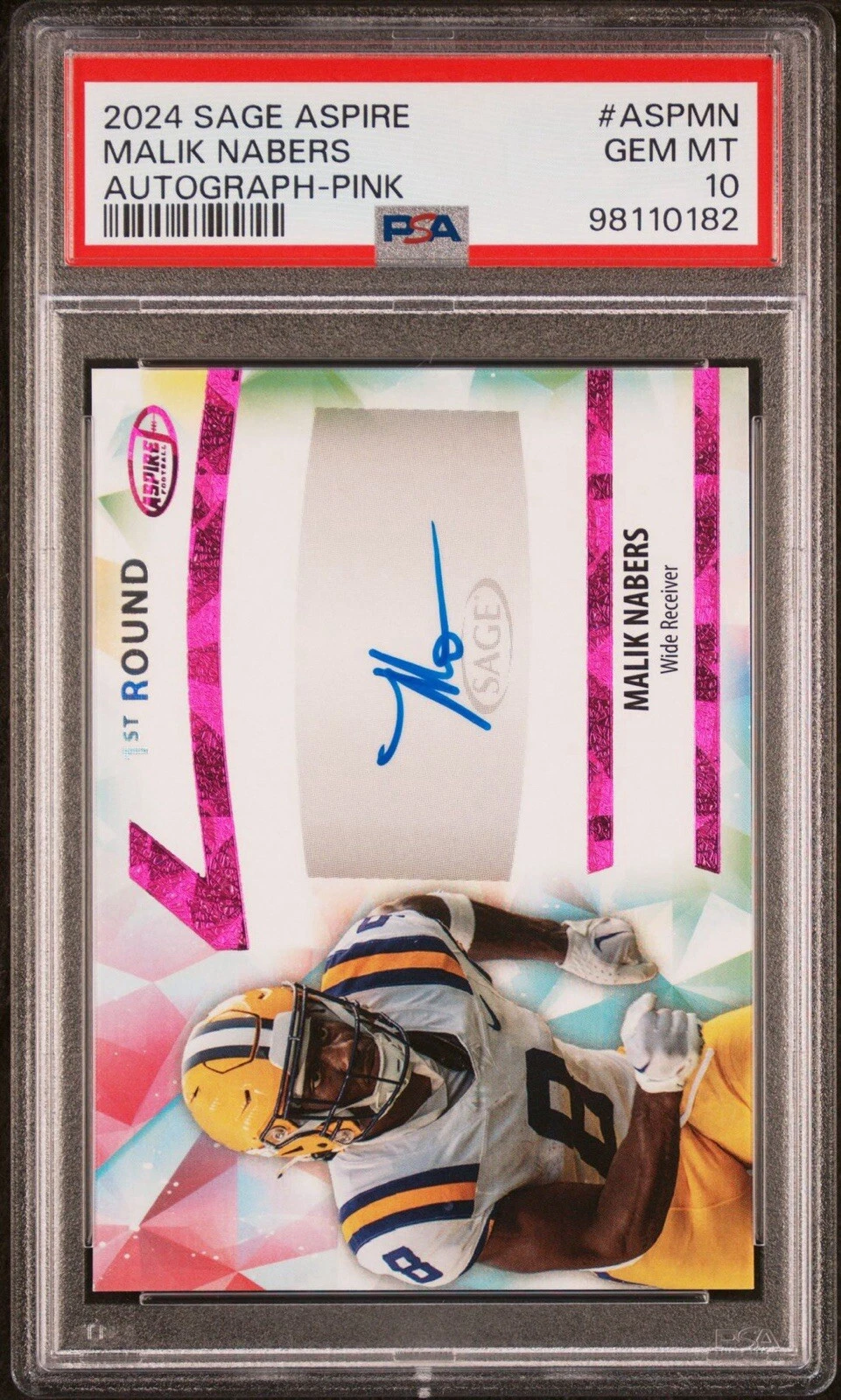 Malik Nabers Sage Aspire Autographs #ASPMN Pink