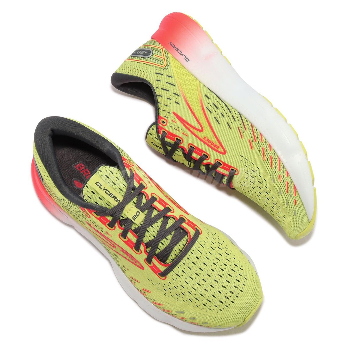 Brooks Glycerin 20 LIME / RED / EBONY Men Cushion Road Brooks Glycerin 20 LIME / RED / EBONY Men Cushion Road