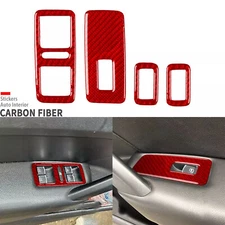 Red Carbon Fiber Window Lift Switch Panel Cover Trim For VW Passat NMS B7 12-19