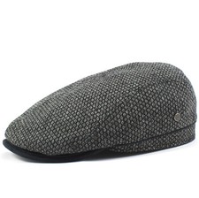 Wegener Schiebermütze Schirmmütze Flatcap Sportmütze Rautenmuster 100% Wolle 