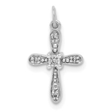 10K White Gold .03ctw Diamond Cross Charm