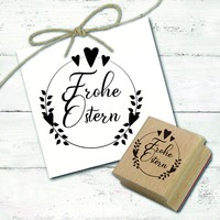 Motivstempel Frohe Ostern Vintage Kranz Herzen Stempel Osterstempel Diy 48X46Mm