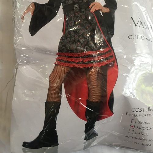 Vampira Child Size Costume Franco Size Med 8-10 Girls Kid 49708 Vampire New - Picture 7 of 11