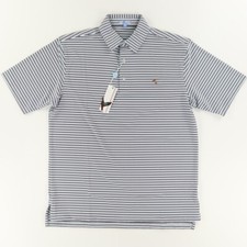 Genteal Highline Embroidered Stretch Striped Polo Shirt Twilight Men's L