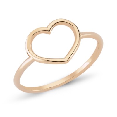 14K massiv Gold Herz Ring, minimalistischer Ring, schlichter Ring, zierlicher Ring, offenes Herz