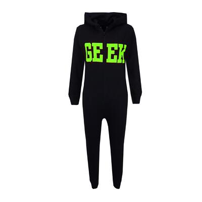 Kinder Mädchen GEEK Print schwarz & grün A2Z Einteiler Einteiler All in One Sommer PJ s