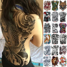 48 35 Cm Large Tattoo Stickers Fish Wolf Buddha Waterproof Temporary FlashTattoo