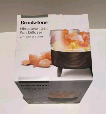 Brookstone Aromatherapy Fan Diffuser Himalayan Salt W/ Warm LED Natural ...