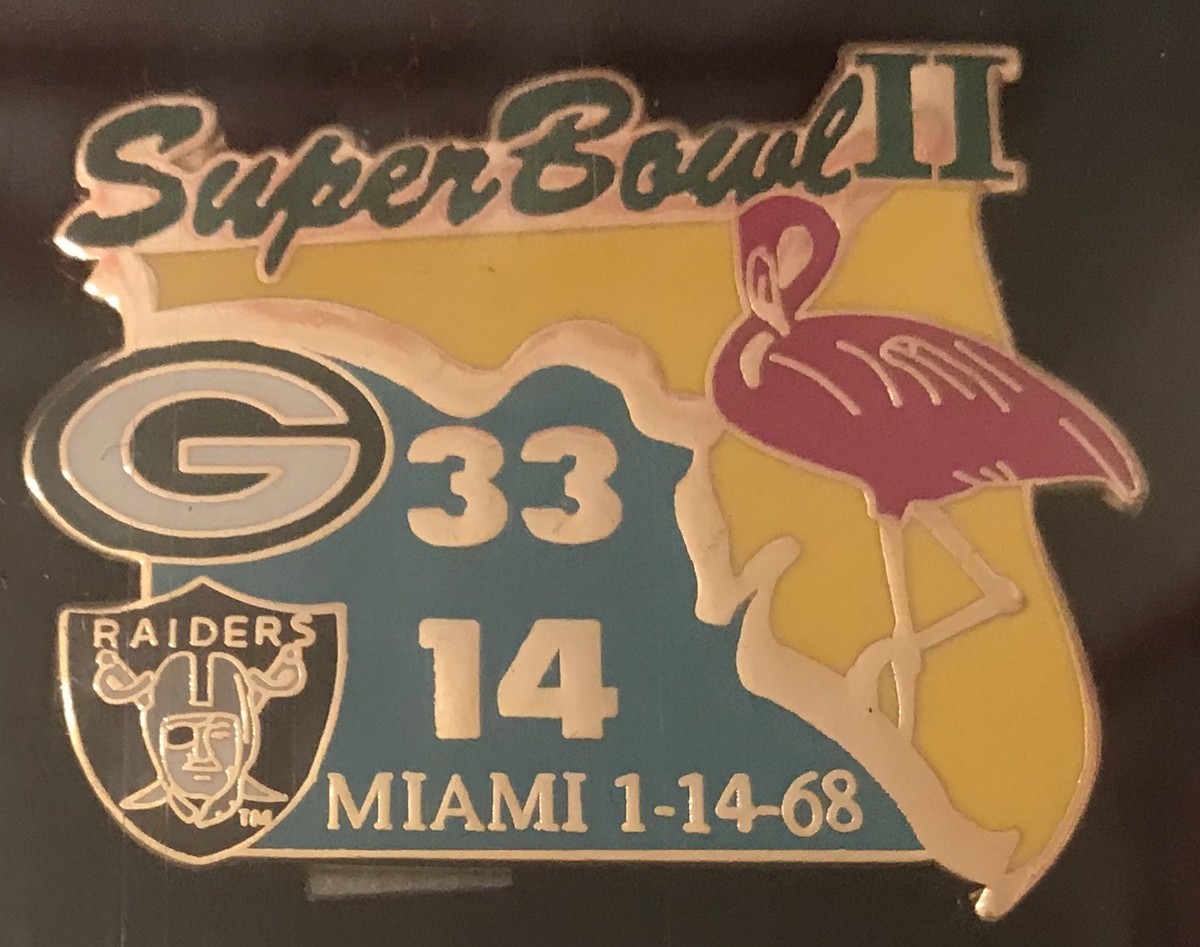Super Bowl 2 Final Score Pin Green Bay Packers vs Oakland Raiders 