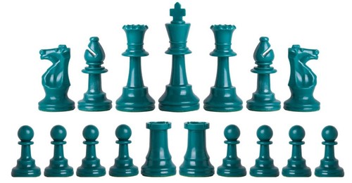 Pink Archer Weighted Chess Set - Vinyl Board, Bag w/ Aqua & White Pieces - Picture 2 of 5
