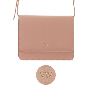 Personalised Monogrammed Leather Rectangle Cross Body Bag - Taupe