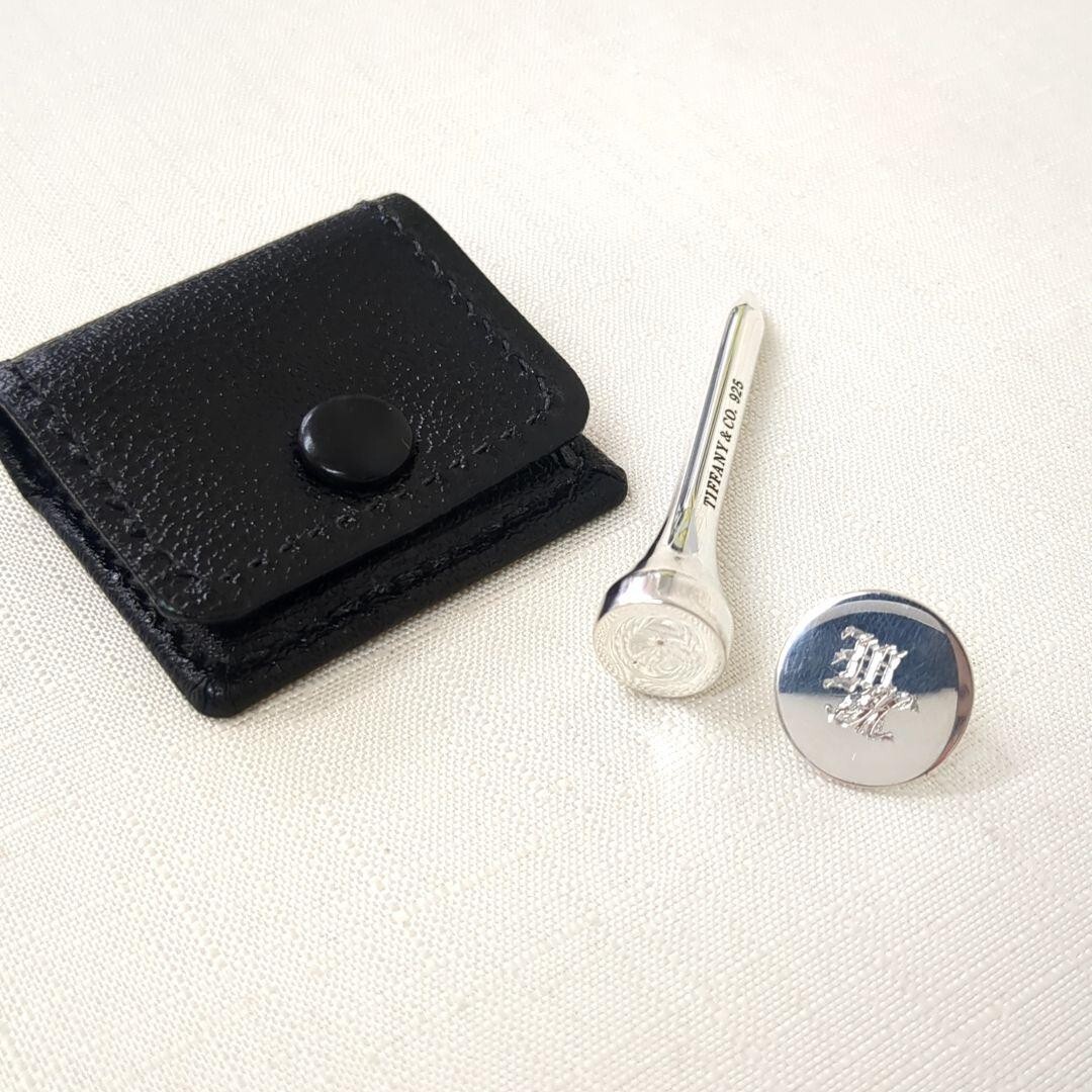 Tiffany & Co . 925 Sterling Silver Golf Marker Tee Set Leather
