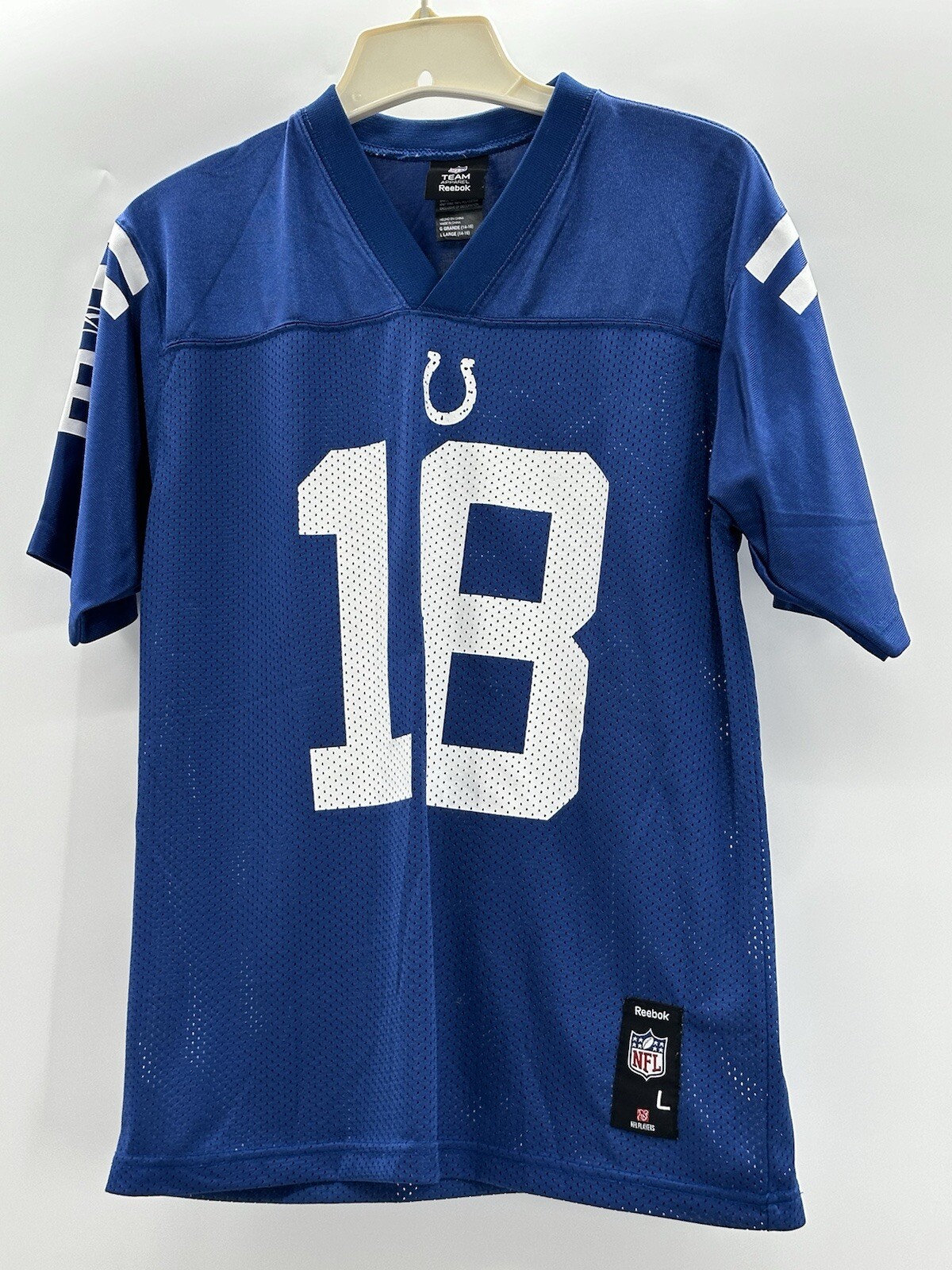 Peyton Manning Colts Blue Jersey Reebok NFL Equipment Size Youth Large