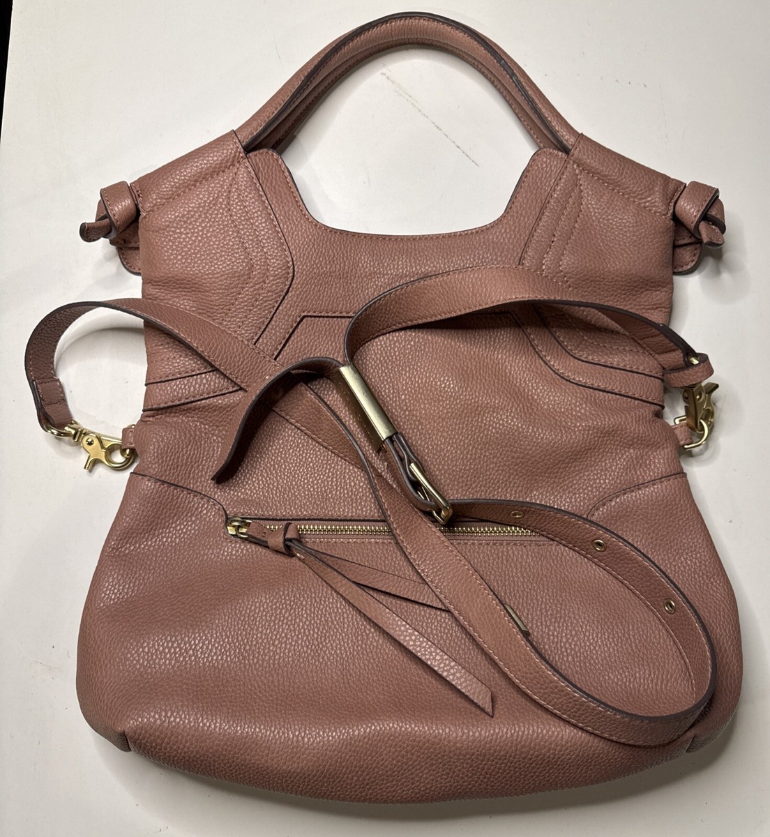 Foley Corinna Essential City Pink Brown Faux Leather Fold Over - Main Image