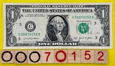 70152 New Orleans La￼ Zip Code Leading 0s Fancy Serial Number One Dollar Bill