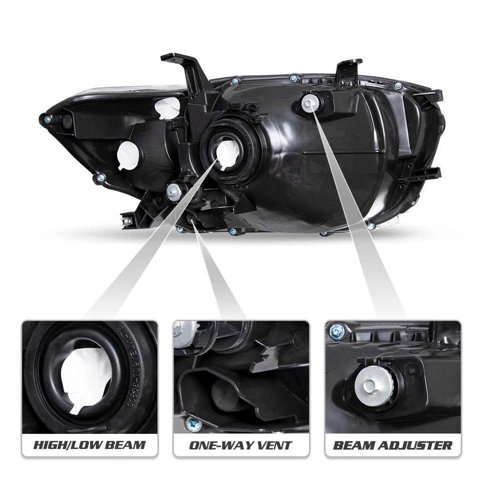 Faros esquineros ámbar carcasa negra para Toyota Highlander 2008 2009 2010 08-10 Foto 3 de 4