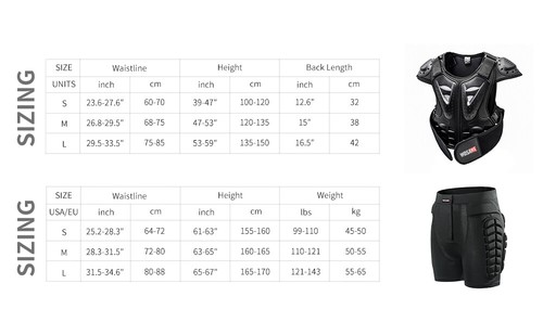 WOSAWE Kinder Motorrad Body Armor Brust Skaten Atmungsaktiv Hüftschutz Hose - Bild 2 von 10