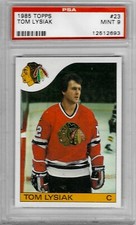 1985 Topps #23 Tom LYSIAK - PSA 9+++ Blackhawks RARE