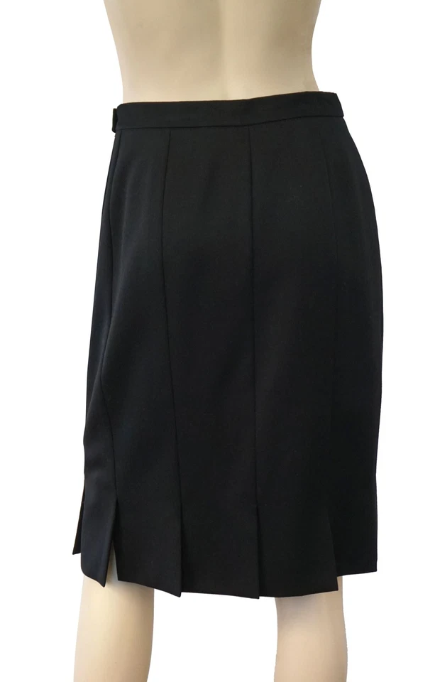 ESCADA  sz 40 Black Wool Carwash Pleat Knee Skirt BRAND NEW - Image 2 of 4