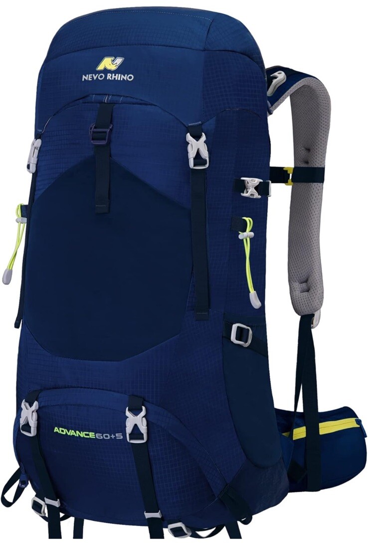 NEVO RHINO Advanced 45+5 Hiking Backpack Internal Frame Waterproof Navy Blue