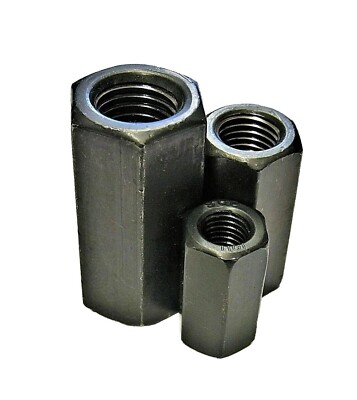 ABC TOOLS Lange Sechskant-Verbindungsmuttern Stahl 10.9 Schwarz M6-M30