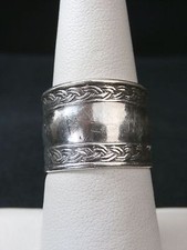 Unique Vintage Sterling Silver Wide Band Southwestern Ring. Make Offer  2086