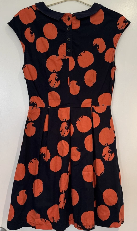 Louche Navy & Orange Fit & Flare Dress W Pockets | Size 10 | Excellent - image 4 of 4