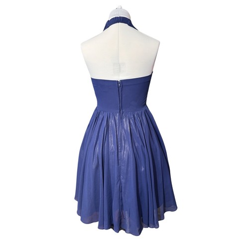 JODI KRISTOPHER Blue Rhinestone Halter Dress Juniors Size 3 Prom Cocktail Party - Picture 2 of 12