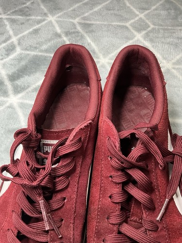 Puma Match Burgundy Lace Up Trainers Men’s Size 7 Suede Shoes - Picture 10 of 11