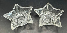 Set of 2 Clear Glass Star Tea Light/Votive Candle Holders Contemporary