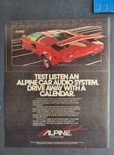 Lamborghini Poster Calendar Offer Alpine Car Stereo Promo Print Ad 1986