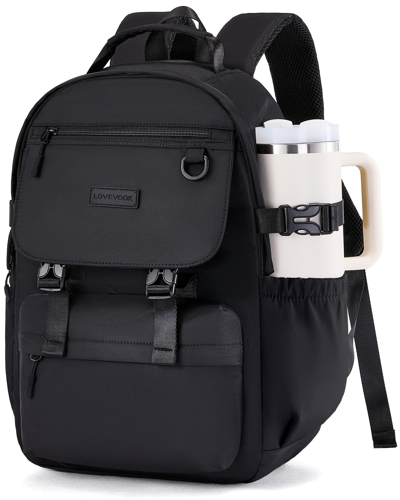 School Backpack for Girls with Large Tumbler Holder Pockets, Student Cute Boo...