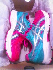 Asics Gel Contend 2 - Colorful Hot Pink  Aqua Blue Green Running Shoes Kids 6