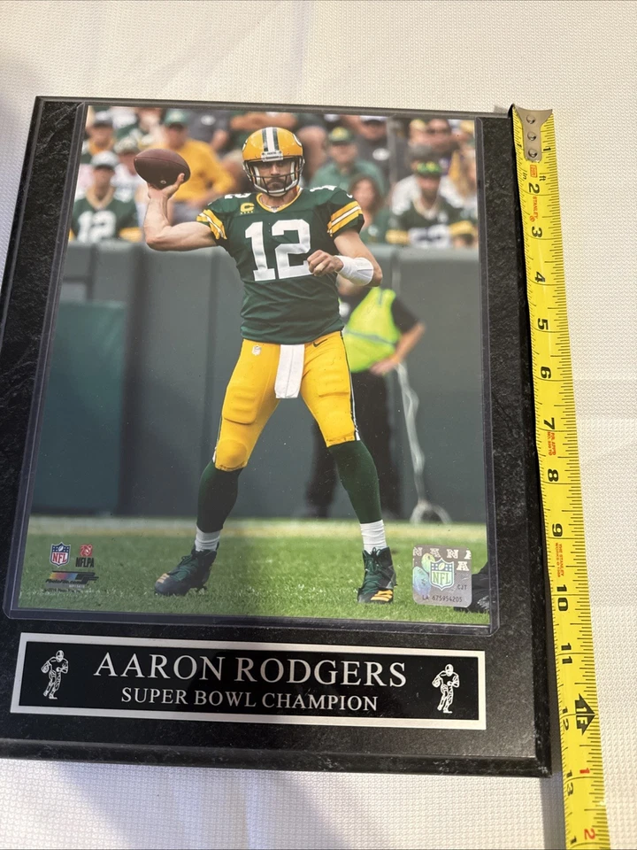 Placa Súper Campeón de los Green Bay Packers Aaron Rodgers 11X13 Increíble Estado Foto 4 de 4