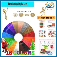 16-Color 320ft PLA 3D Pen Filament for MYNT3D & SCRIB3D – Kids Safe, 1.75mm, ...
