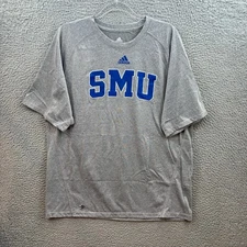 SMU Mustangs Shirt Mens XL Gray Blue Adidas Performance Tee Southern Methodist