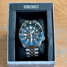 Seiko 5 Sports GMT SBSC003 Automatic Watch Black Blue Bezel for Men