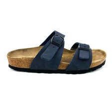 Womens 4 35 Narrow Birkenstock Arizona Blue Birko Flor Faux Leather Slide Sandal