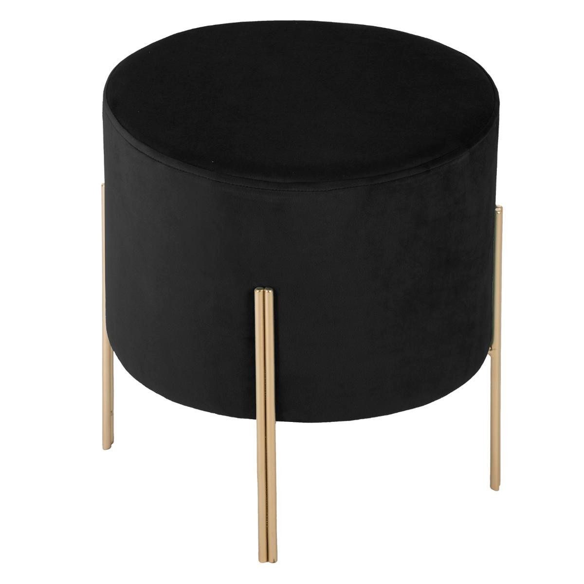 Tabouret design en velours noir Living 40cm idéal pour coiffeuse
