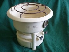 Ancien réchaud à paraffine émaillé ORIGINAL HALLER et double brûleur + mèches neuves