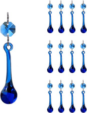 12Pcs Raindrop Crystal Chandelier Prism Parts, 53Mm Mid Blue