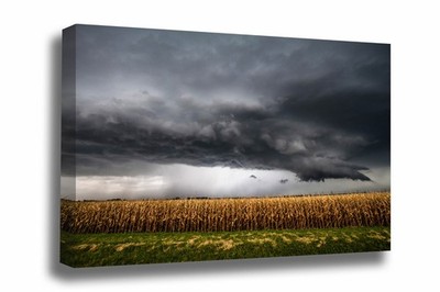 Storm Canvas Wall Art: Kansas Corn Field Farm Country Thunderstorm Gallery Wrap
