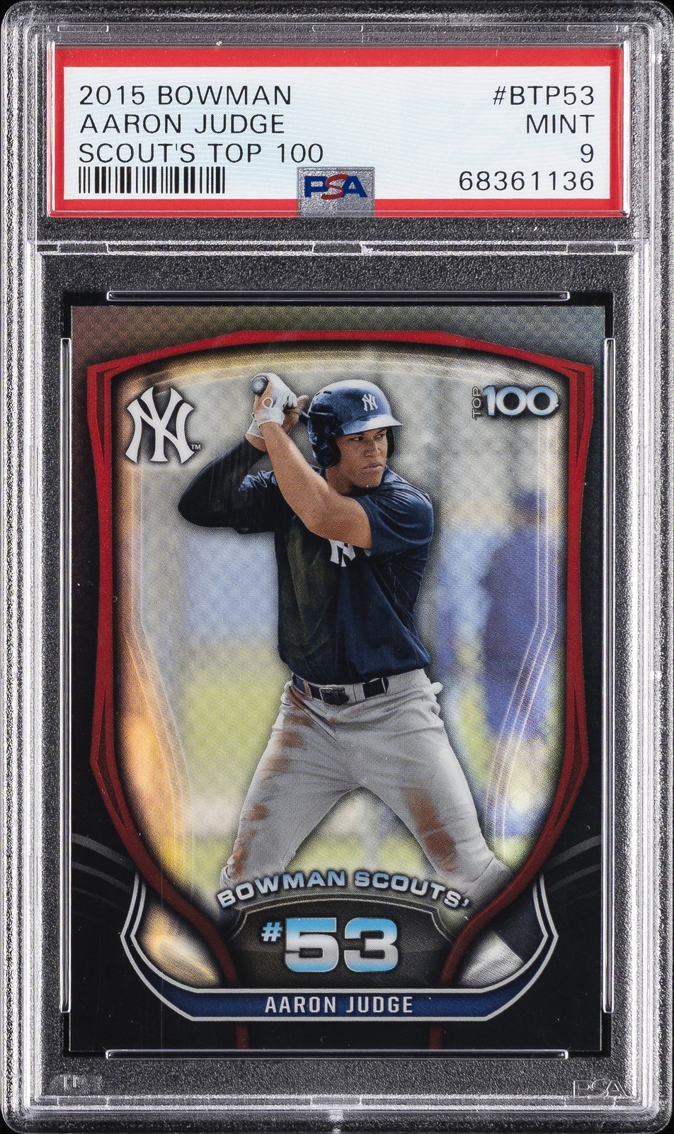 2015 BOWMAN SCOUT'S TOP 100 #BTP53 AARON JUDGE PSA 9