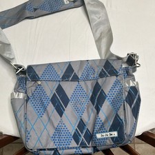 Ju-Ju-Be Messenger Diaper Bag Gray/Blue Geometric, Adjustable Strap, Pockets