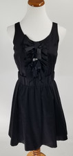 J CREW Size 4 Honore Dress Ruffled Front Rhinestone Bead Details Black NEW