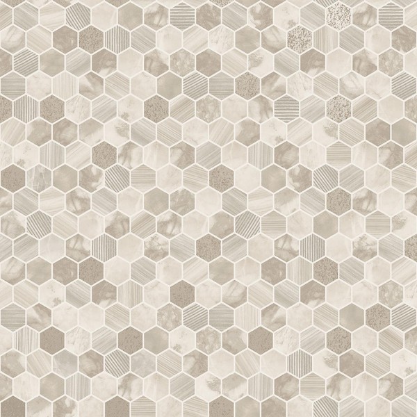 Holden Decor 89400 Hexara Kachelstruktur Creme Vinyl Tapete Modern Waschbar-image